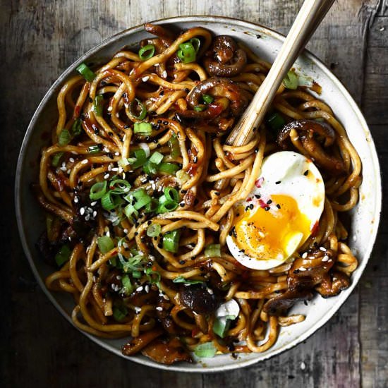 Spicy Garlic Shiitake Noodles - Recipe photo by servingdumplings