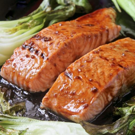 maple glazed salmon with bok choy - Recipe photo by christinascucina