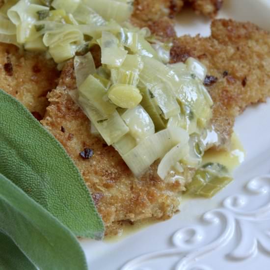 turkey cutlets with leek sage sauce - Recipe photo by christinascucina
