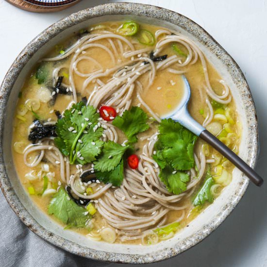 Peanut Miso Noodle Soup - Recipe photo by Mrs Jones Kitchen