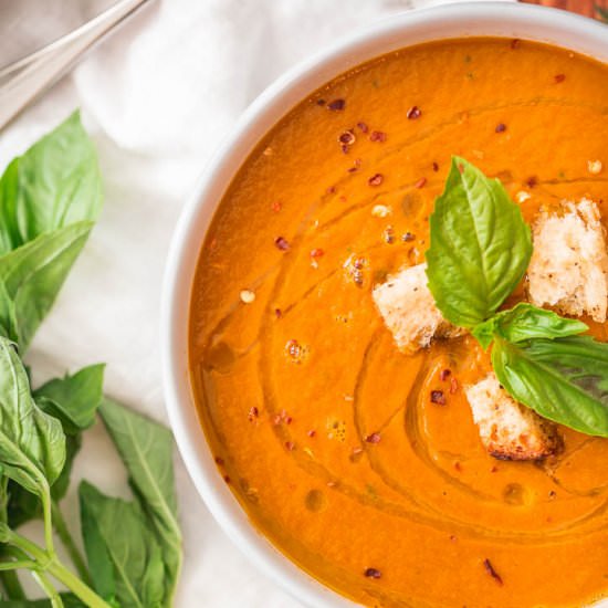 The Best Tomato Basil Soup EVER - Recipe photo by atastymess