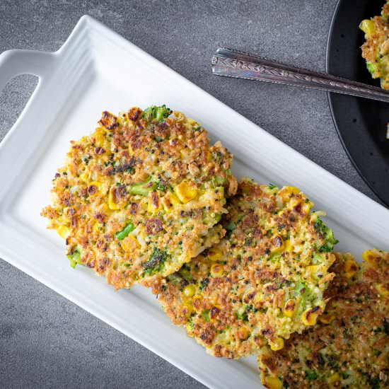 Broccoli and Corn Millet Fritters - Recipe photo by Aredspatula