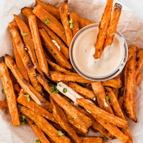 Crispy Sweet Potato Fries and Aioli - Recipe photo by damnspicy