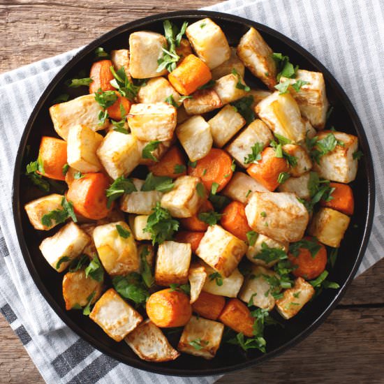 Crispy Roasted Potatoes and Carrots - Recipe photo by Maven Cookery