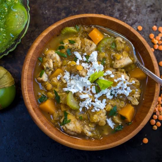 Chicken-Lentil Chili w Butternut - Recipe photo by a zest for life