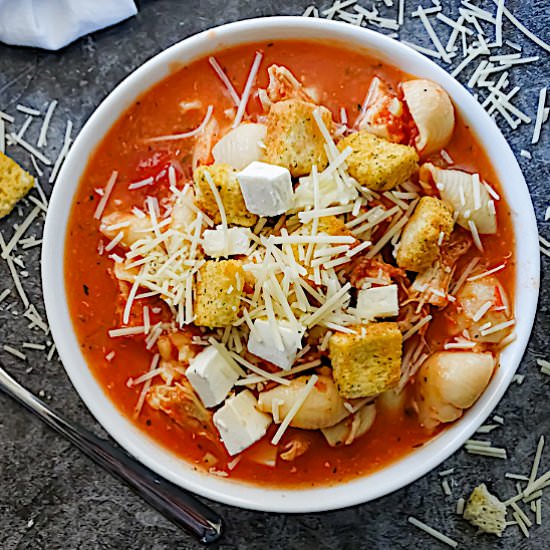 Slow Cooker Chicken Parm Soup - Recipe photo by tastyoven