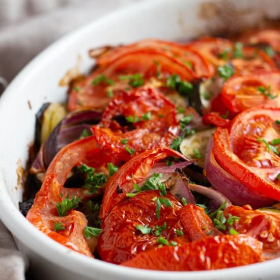 BRIAM GREEK ROASTED VEGETABLES - Recipe photo by unicorns in the kitchen