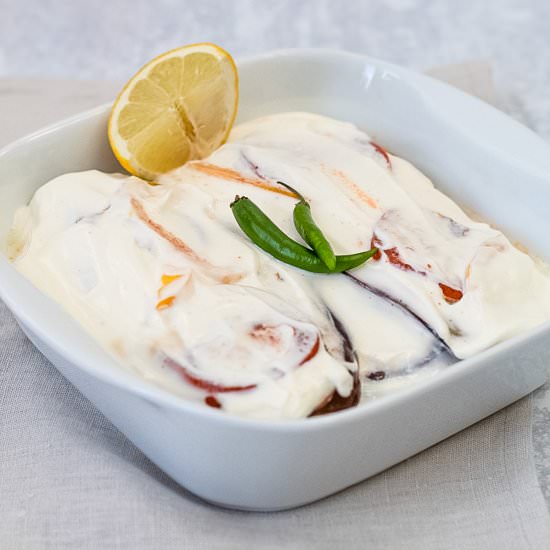 Aubergines in Yogurt - Recipe photo by Searchingforspice