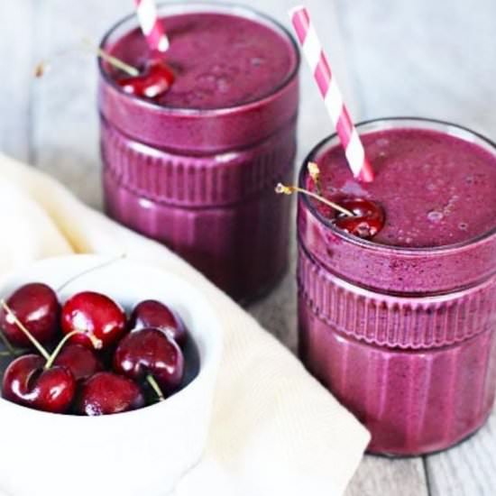 Very Berry Cherry Protein Smoothie - Recipe photo by FitLiving Eats