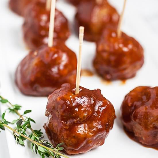 Slow Cooker BBQ Turkey Meatballs - Recipe photo by therusticfoodie