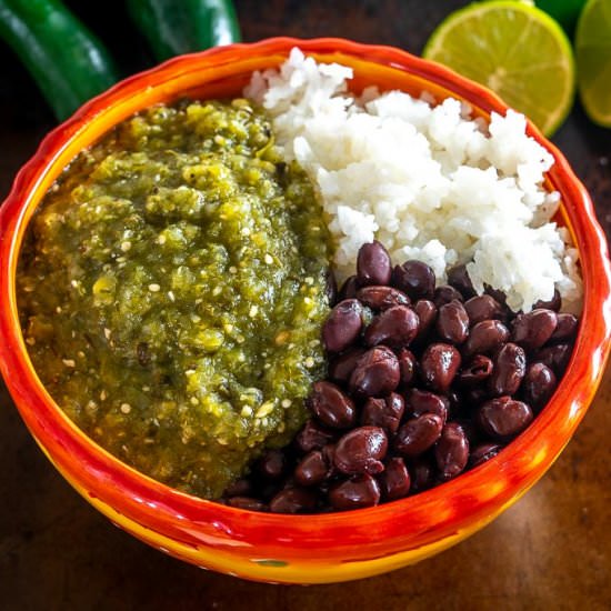 Chile Verde Rice and Beans - Recipe photo by MexicanPlease