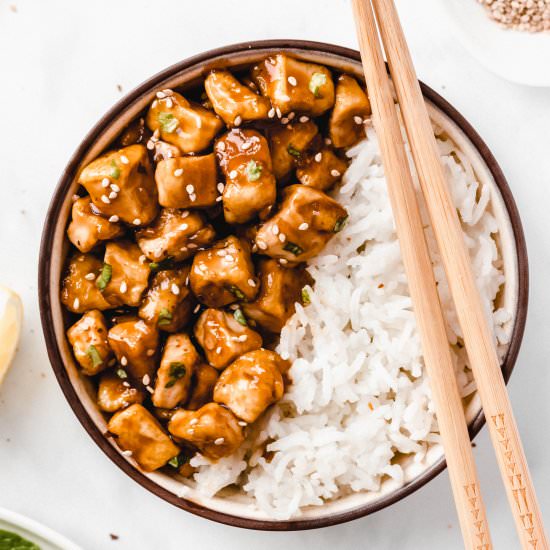 teriyaki tofu rice bowl - Recipe photo by damnspicy