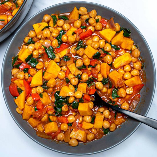 Chickpea and Sweet Potato Stew - Recipe photo by skinnyspatula