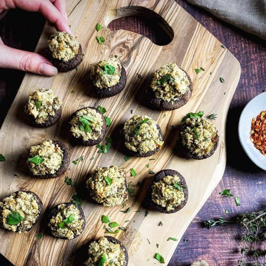 Vegan Stuffed Mushrooms - Recipe photo by No Sweat Vegan