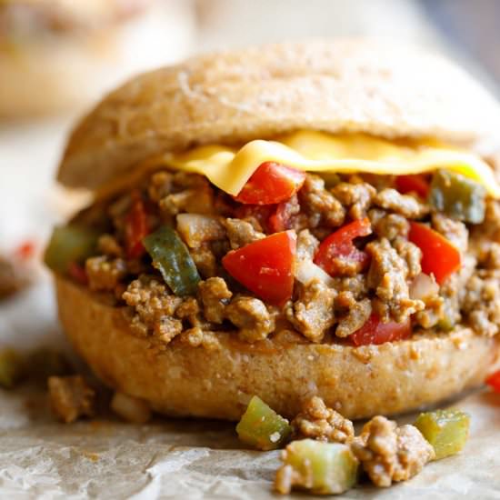 Cheeseburger Sloppy Joes - Recipe photo by Two Healthy Kitchens