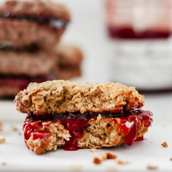 Flourless pb&j sandwich cookies - Recipe photo by katethebaker