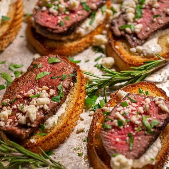 Seared Beef Tenderloin Crostini - Recipe photo by Joes Healthy Meals