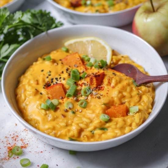 Creamy vegan Pumpkin Risotto - Recipe photo by veggi.es