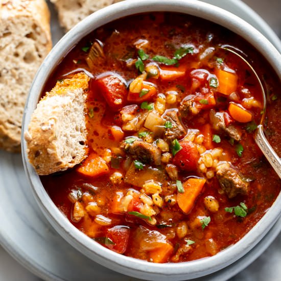Beef Barley Soup - Recipe photo by Savingroomfordessert