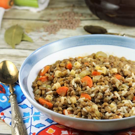 Italian Lentils with Rice - Recipe photo by Mangia Bedda