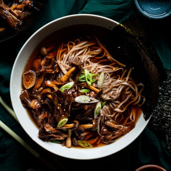 Braised Mushroom Soba Soup - Recipe photo by rhubarbandcod