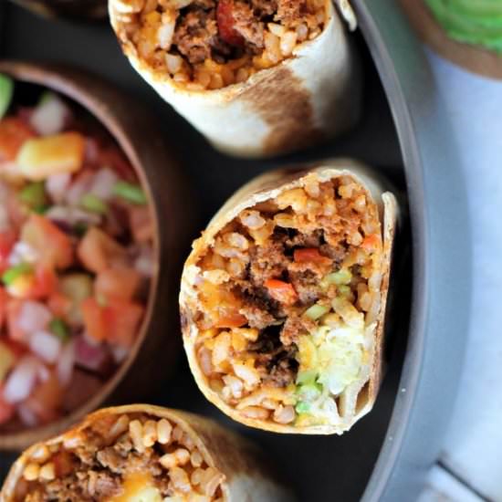 Rice & Chorizo Breakfast Burritos - Recipe photo by waystomyheart