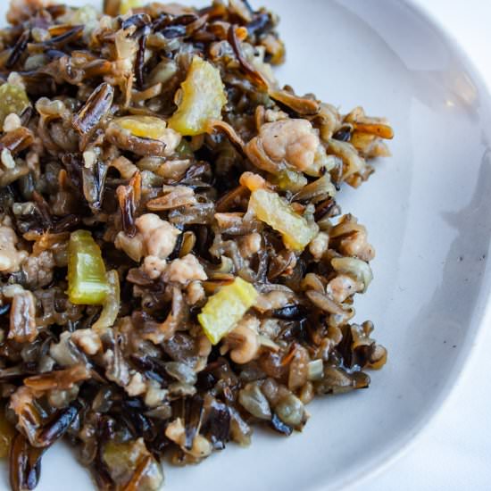 Wild Rice Casserole with Sausage - Recipe photo by the darling apron