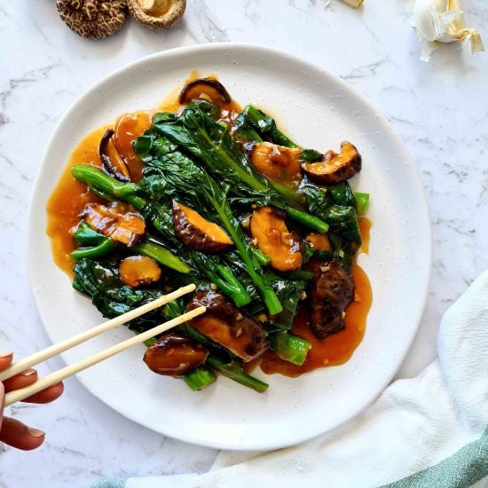 Chinese broccoli (gai lan) - Recipe photo by Casually Peckish