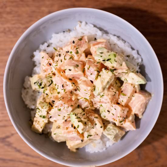Spicy Salmon Poke Bowl - Recipe photo by Pacific Potluck
