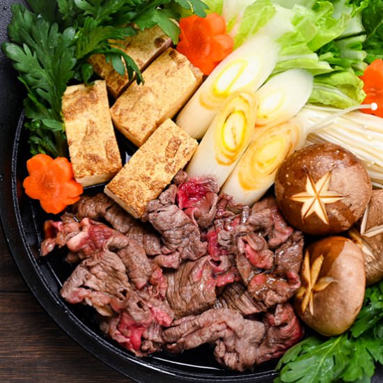 Rich Japanese Sukiyaki beef hot pot - Recipe photo by Sudachi Recipes
