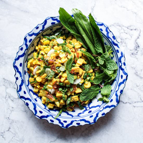 Corn and Tofu Thai Salad - Recipe photo by learningbytaste