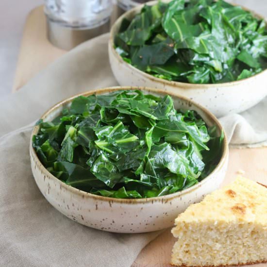 Southern Healthy Collard Greens - Recipe photo by Grits and Pinecones
