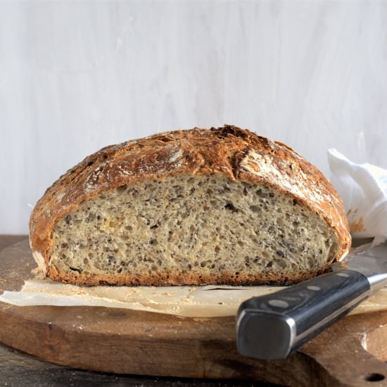 seedy rustic bread loaf - Recipe photo by davebakes