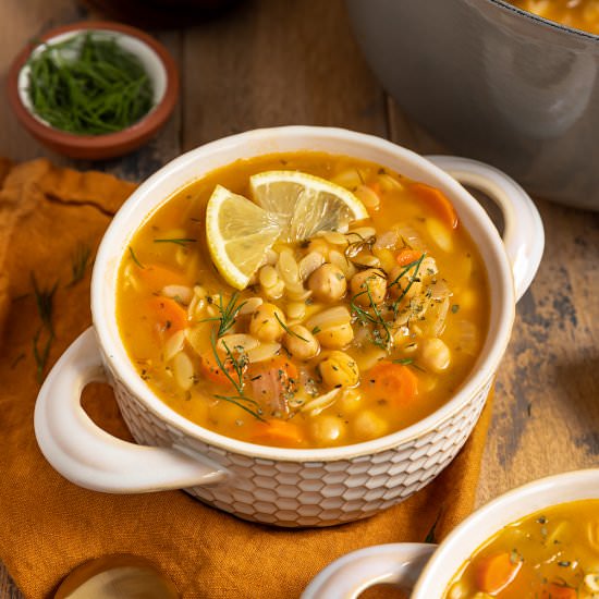 Lemon Orzo Chickpea Soup - Recipe photo by ShortGirlTallOrder