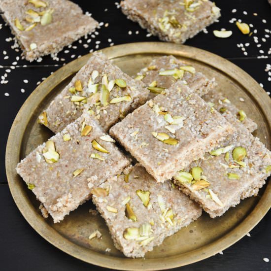 Sesame and Jaggery Squares - Recipe photo by ChezShuchi