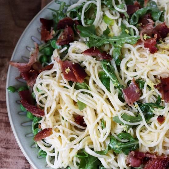 Goat Cheese and Arugula Pasta - Recipe photo by seasonandthyme