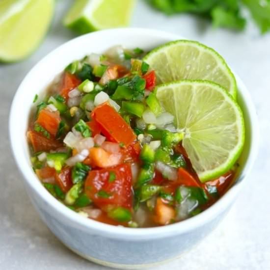 Easy Mexican Pico de Gallo - Recipe photo by lasaucykitchen