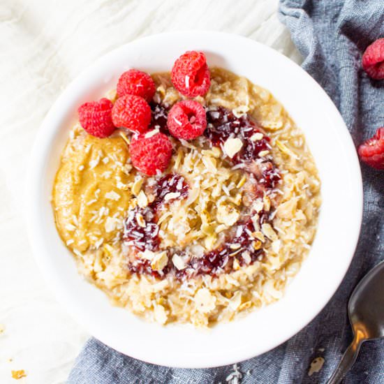 PB&J Cauliflower N’oatmeal (AIP) - Recipe photo by HurriedHealthNut