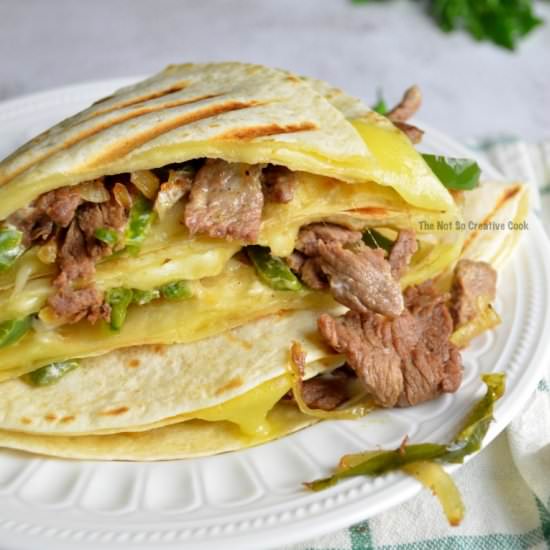CHEESESTEAK TORTILLA SANDWICH - Recipe photo by thenotsocreativecook