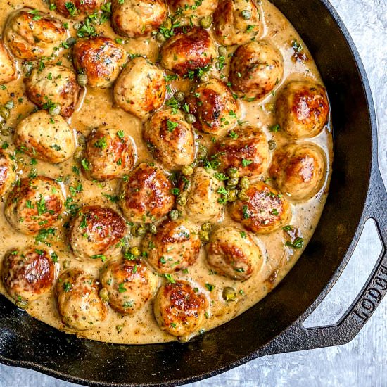 Chicken Piccata Meatballs - Recipe photo by cooksleepread