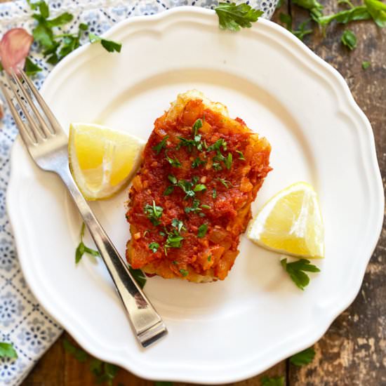 Andalusian Cod with Tomato Sauce - Recipe photo by Spain on a Fork