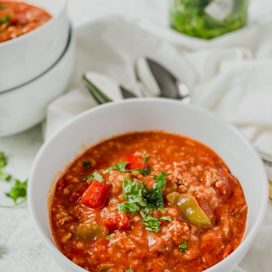 Easy Stuffed Pepper Soup - Recipe photo by Real Food with Sarah