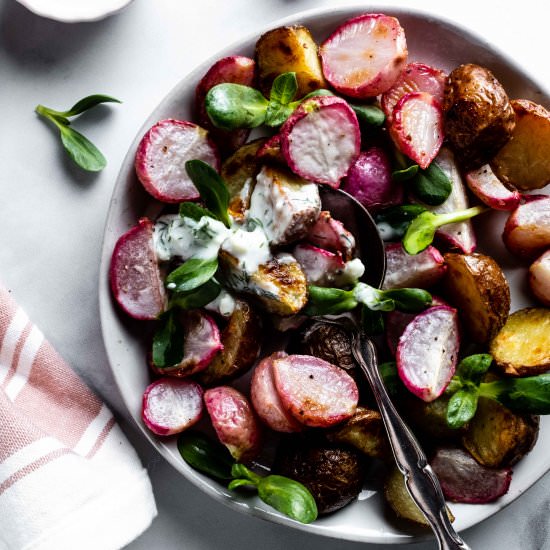 roasted radishes and potatoes - Recipe photo by whisked away kitchen