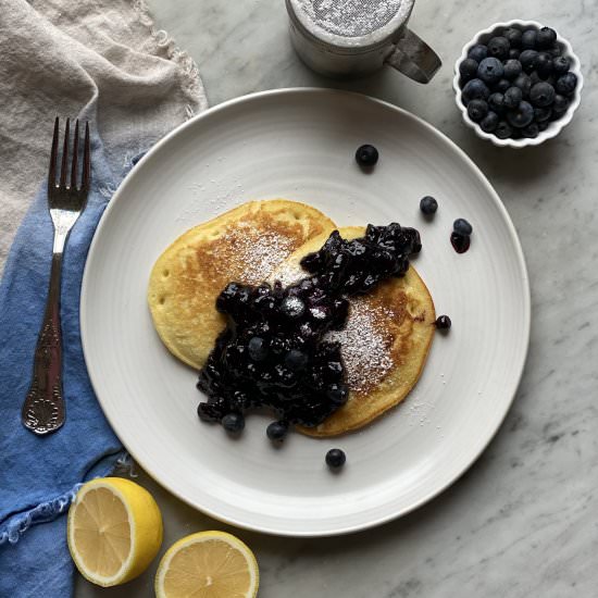 Lemon Ricotta Blueberry Pancakes - Recipe photo by Theperksofbeingus