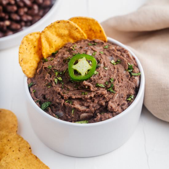 Easy Refried Black Beans - Recipe photo by brokebankvegan