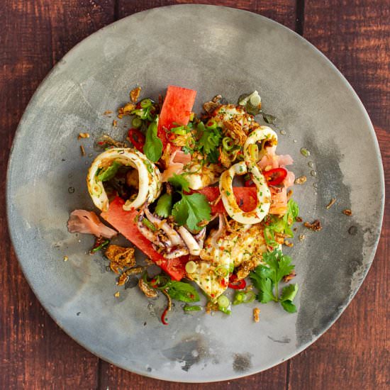 Grilled Squid Salad - Recipe photo by AnotherFoodBlogger