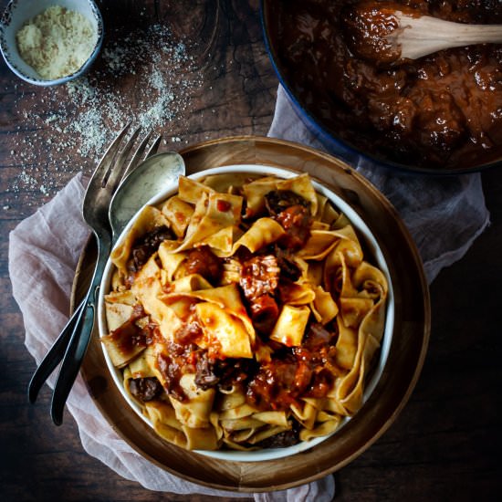 Braised beef shank ragu - Recipe photo by katethebaker