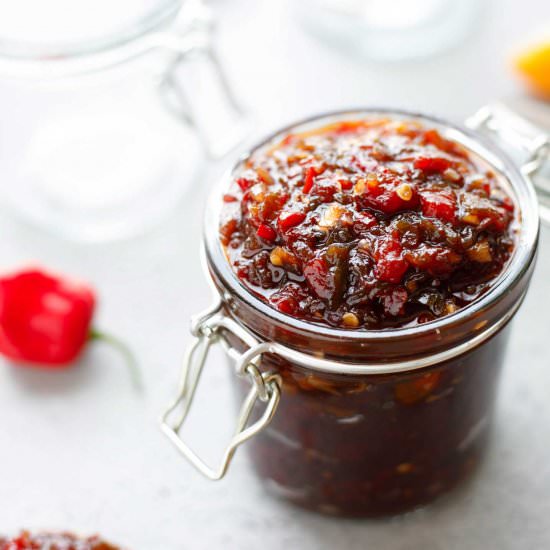 Sweet and Spicy Pepper Relish - Recipe photo by Two Healthy Kitchens