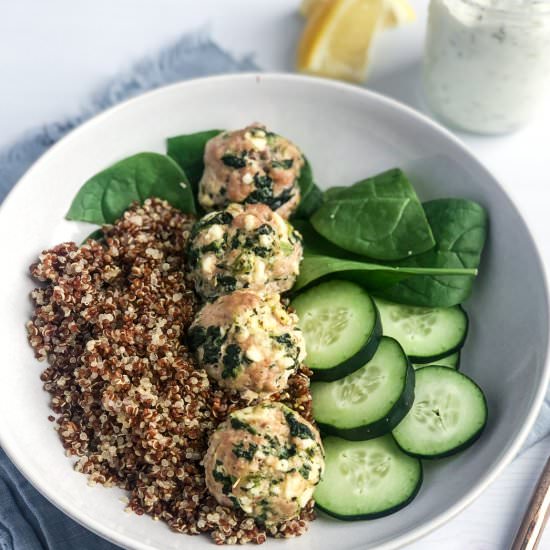 Meal Prep Greek Turkey Meatballs - Recipe photo by The Healthy Toast