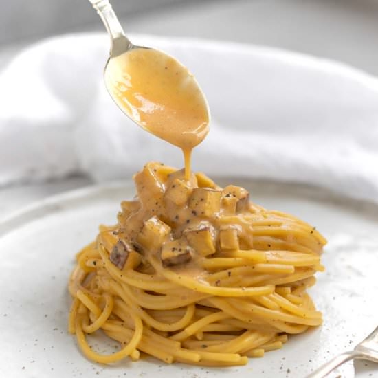 Pasta Carbonara Vegan - Recipe photo by theplantbasedschool